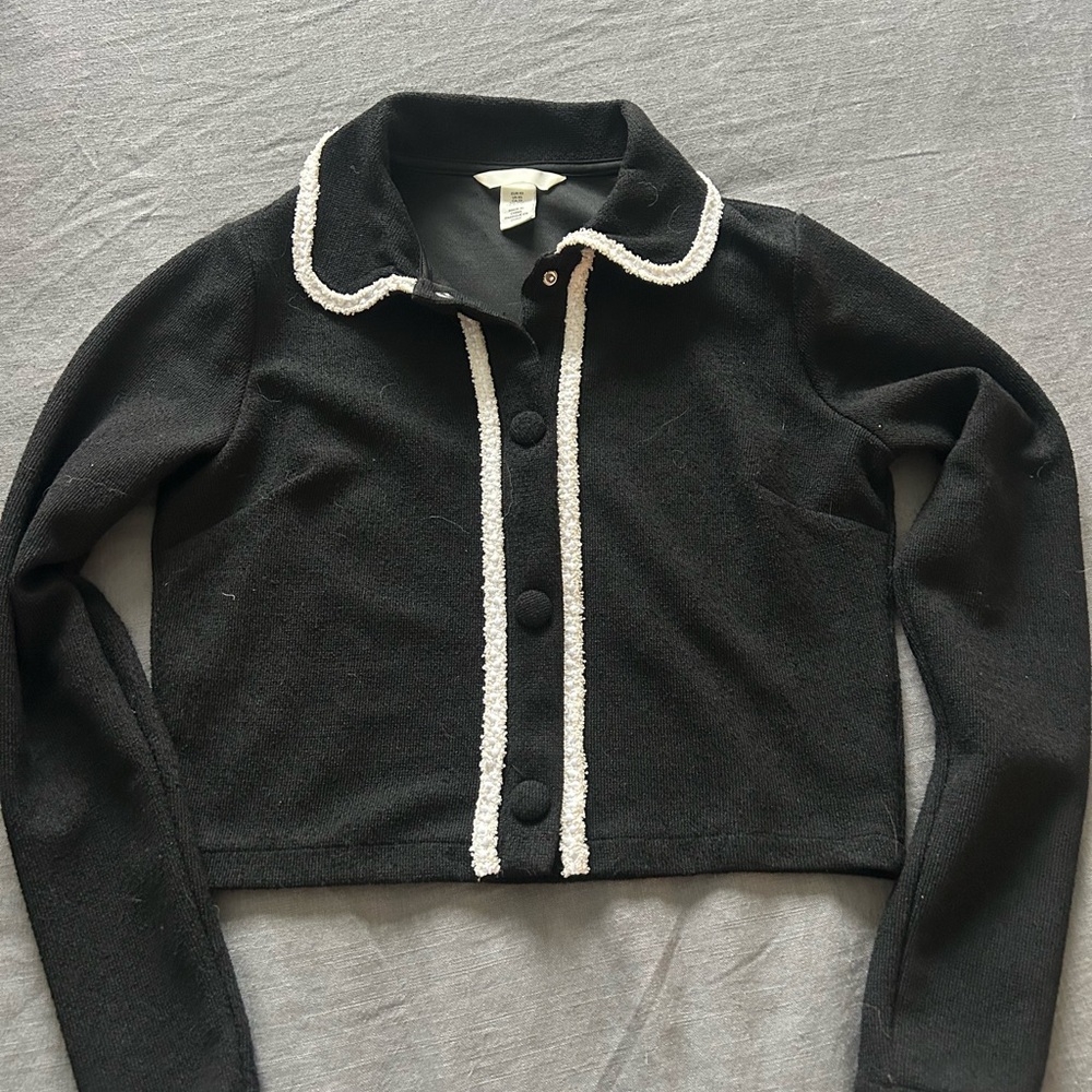 H&M Black Jacket with White Accents